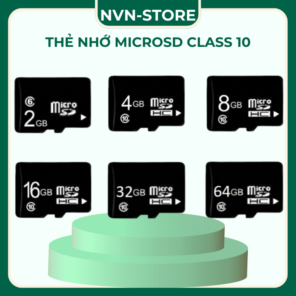 Thẻ nhớ MicroSD Class 10 Tốc độ cao (Đen) 2GB/4GB/8GB/16GB/32GB/64GB