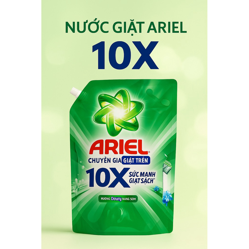 Nước giặt Ariel 10X – Dạng túi – Hương Downy Nắng Sớm