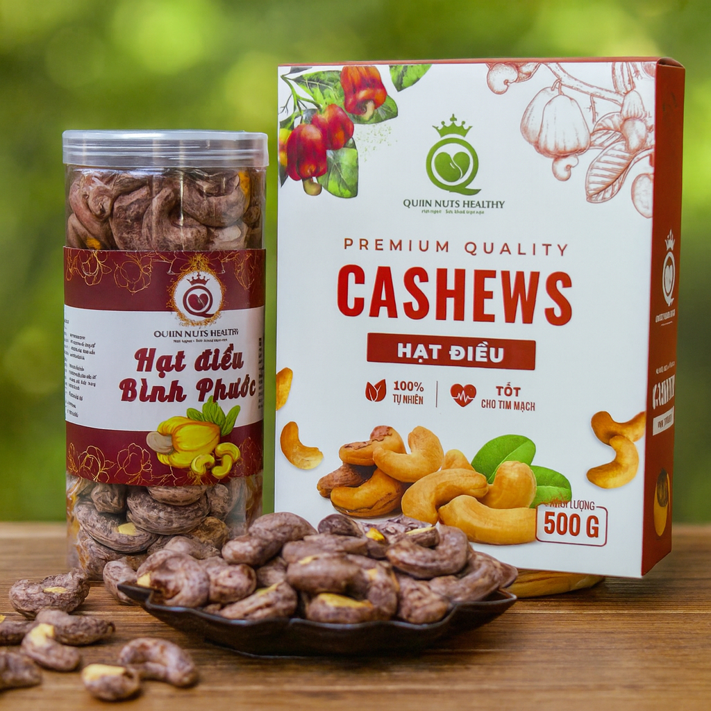 Hạt điều rang muối A+ nguyên vỏ lụa LOẠI NGON - Hạt điều Bình Phước nguyên hạt, điều vỡ giòn thơm