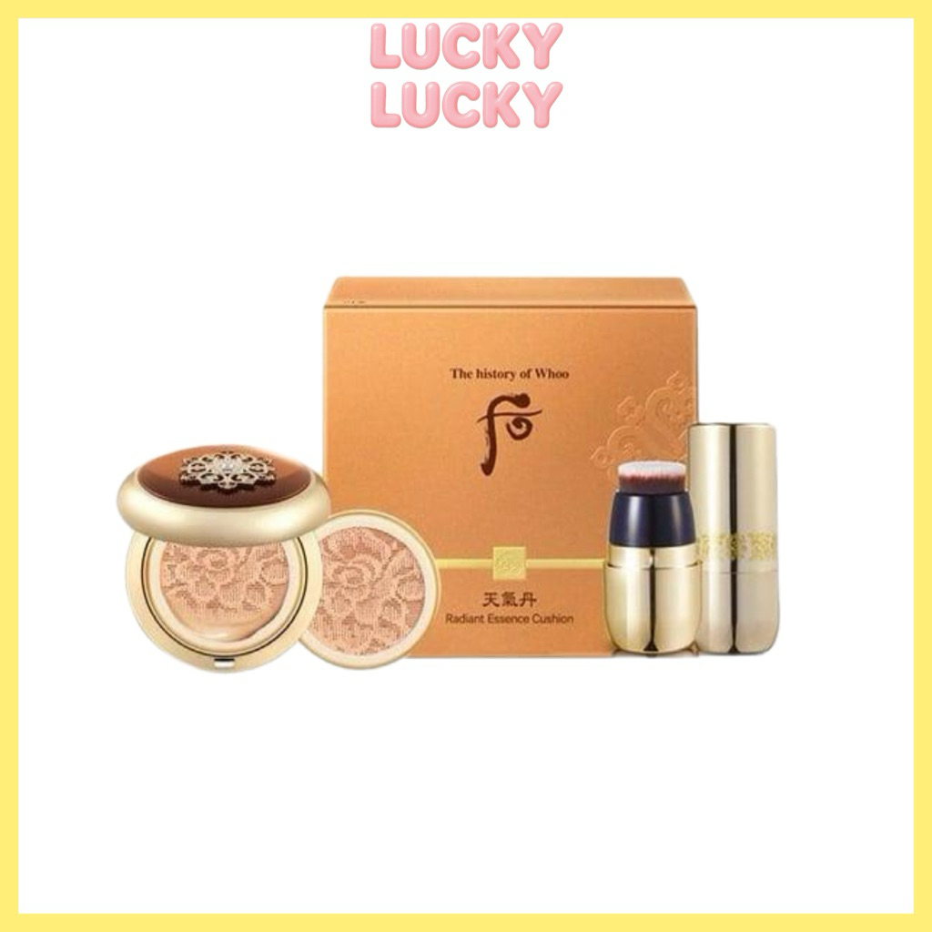 Set Phấn Nước Whoo Essence Cushion #21 + 2 lõi refill + kem lót pink 8ml + kem nền 8ml + son lì mini