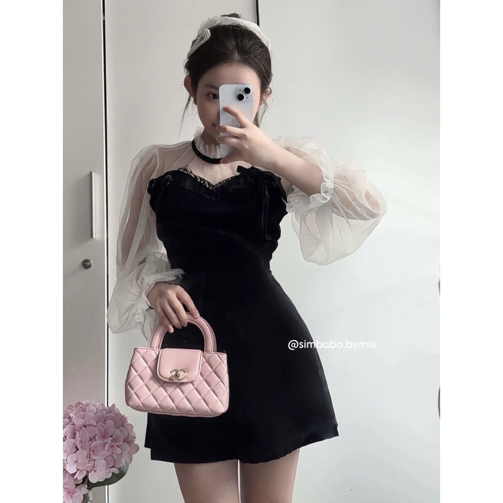 [ẢNH THẬT] Váy nhung tay tơ bồng cao cấp Simbabo