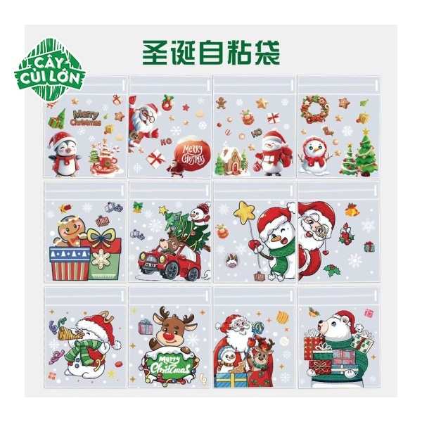 SET 100 TÚI DÁN NOEL 10X10+3CM