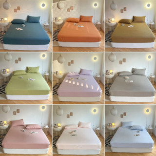 Ga giường Cotton Tici màu trơn Lidaco bo chun sẵn kích thước