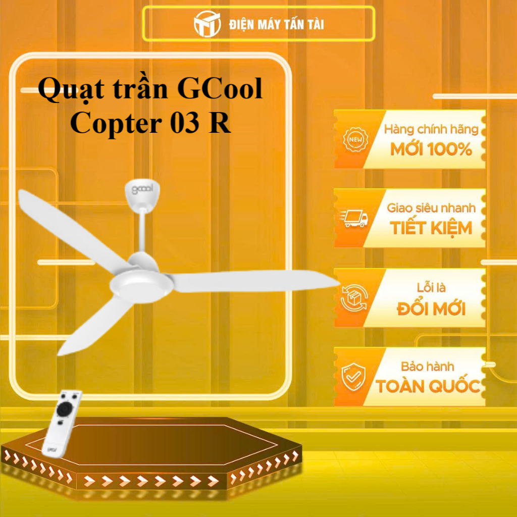 VN011402307/VN011402308/VN011402309 - Quạt trần GCool Copter 03 R - GIAO TOÀN QUỐC