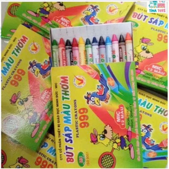 Bút Sáp 12 Màu Thơm Crayon 999, Bút Màu Vẽ Đẹp