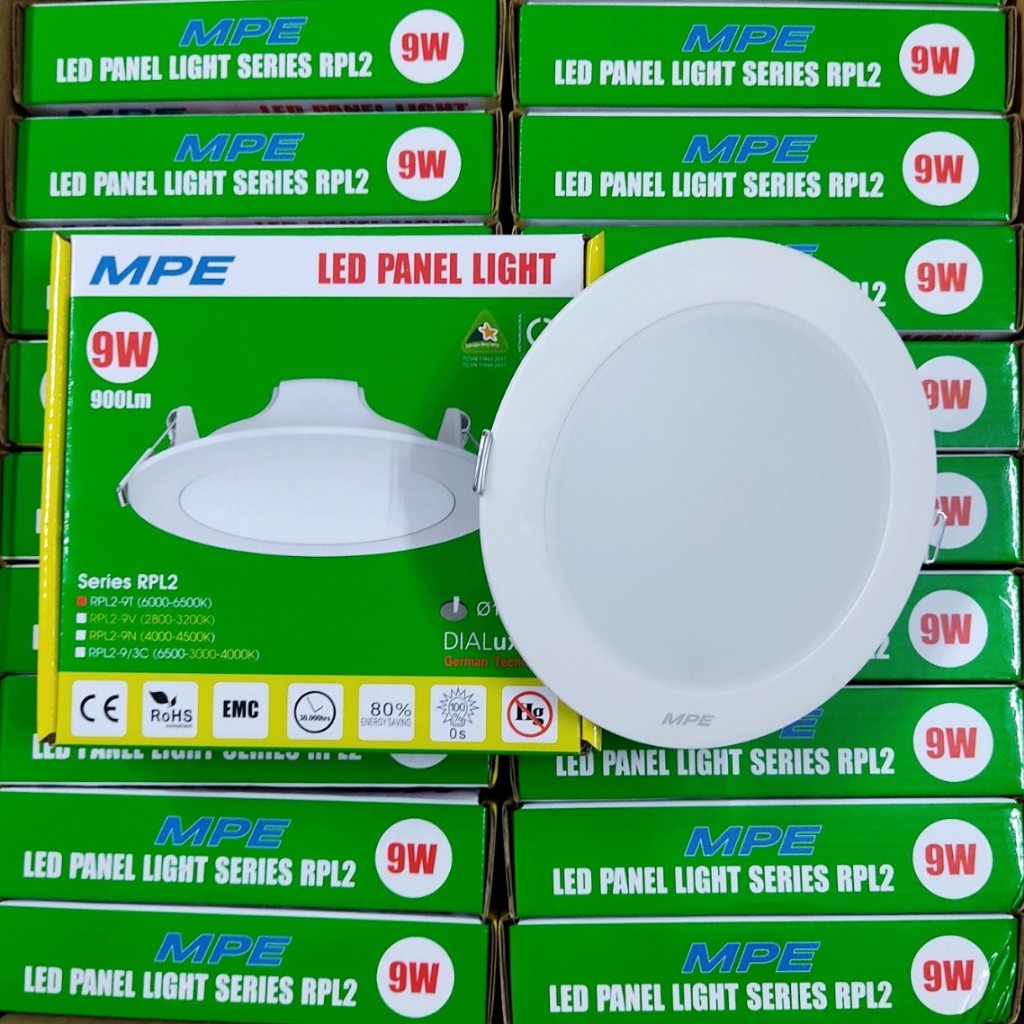 Đèn LED âm trần MPE 9W - đèn dowlight gắn trần MPE  ánh sáng trắng 9w khoét 125 mm