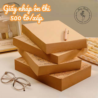 Giấy Nháp Kraft Nâu 500 Tờ Luyện Thi Đại Học Không Thấm Mực Ghi Chép Công Thức, Giấy Nháp Kẻ Ngang Caro