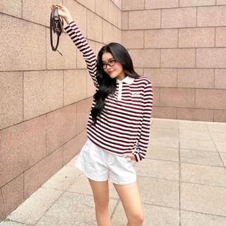 Áo Tay Dài Mirage Sọc Màu Đỏ Local Brand Chất Vải Mềm Mịn.