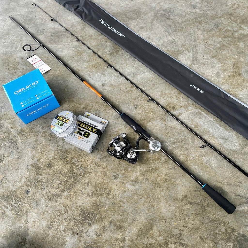 Combo Câu Lure : Cần Ashino Twin Master - Máy DA Max 3000 - Dây Dù X8 Toro force