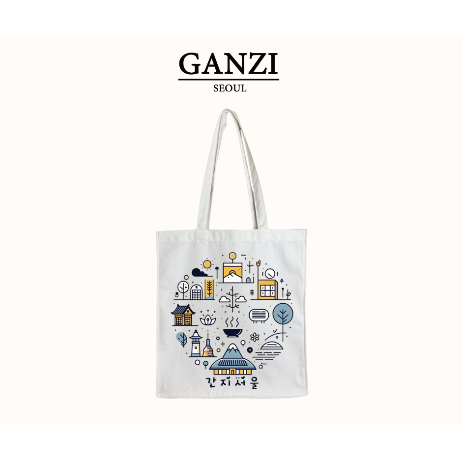Ganzi Túi Tote Vải Canvas Siêu To Style Hàn Quốc Basic Dễ Thương Trendy gc16