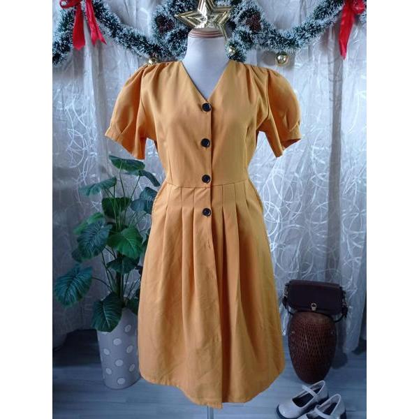 BEMINE thanh lý - Đầm cổ V tay bồng bymo - SIZE L