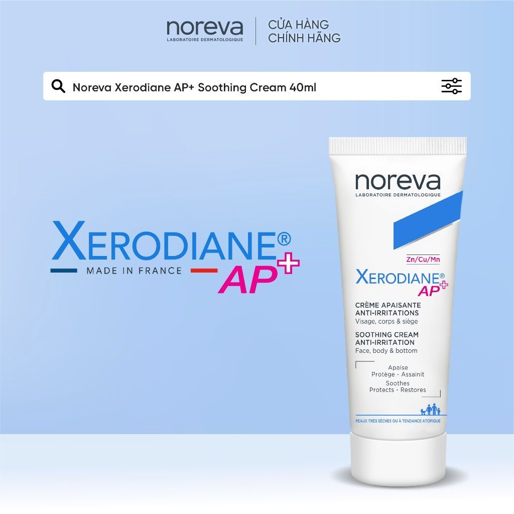 Kem dưỡng da làm dịu và cấp ẩm NOREVA XERODIANE AP+ SOOTHING CREAM ANTI- IRRITATION 40ML
