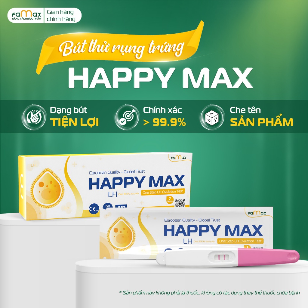 [Che tên SP] Bút Thử Trứng LH HAPPYMAX FAMAX - Phát Hiện Ngày Rụng Trứng Nhanh, Độ Chính Xác Cao