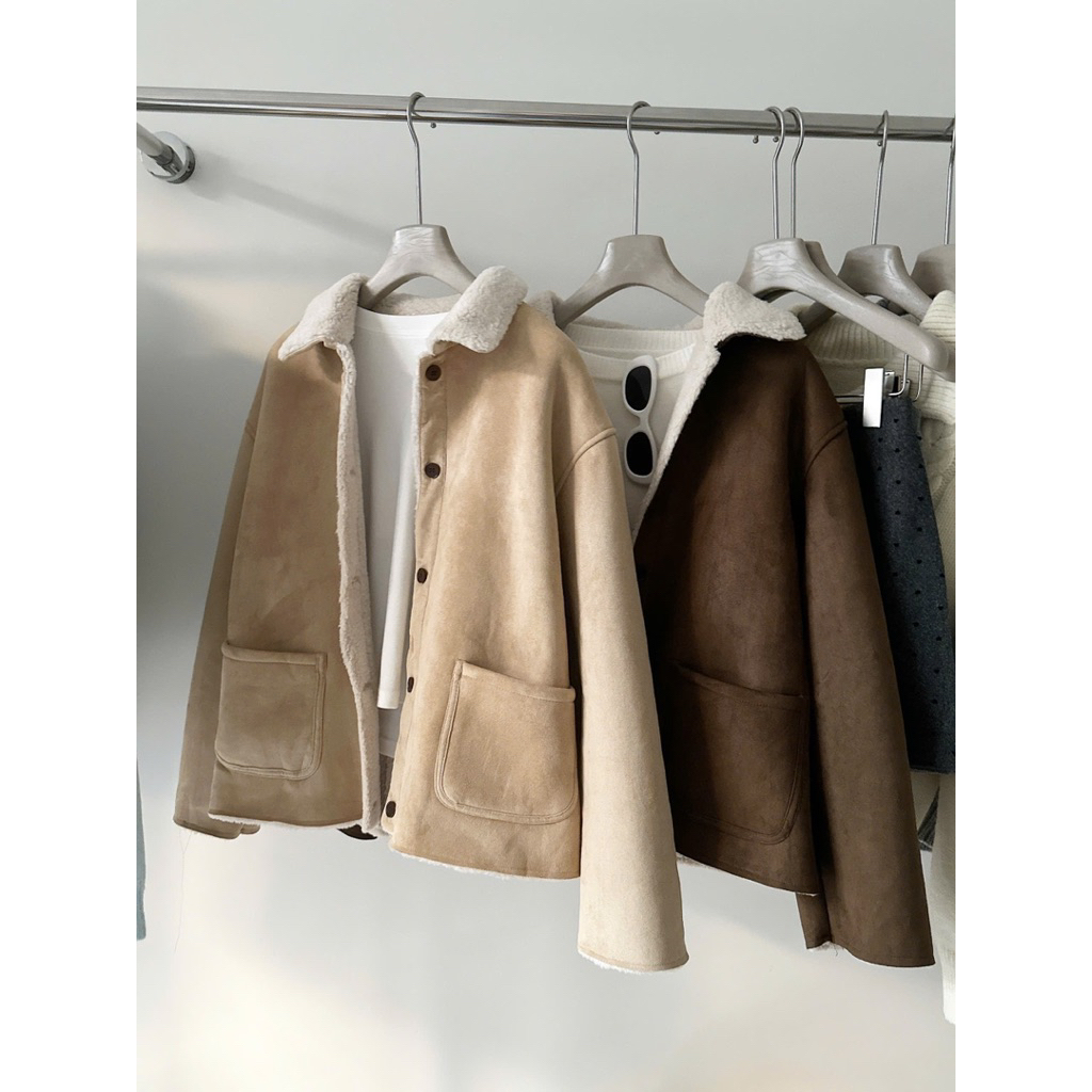 Aoa khoác da lộn lót bông QC - Lianstore