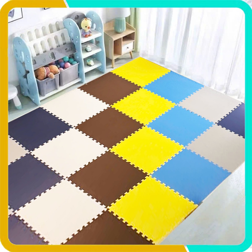 Thảm Xốp Lót Sàn Màu Pastel- Kích thước 60x60x2cm, Vân Chữ Thập, Hàng Việt Nam