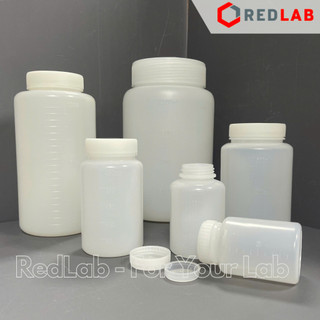 Chai nhựa HDPE trắng miệng rộng ONELAB 50ml đến 2.5L, chịu nhiệt độ lạnh -30°C to 70°C, đựng mẫu thí nghiệm, có VAT