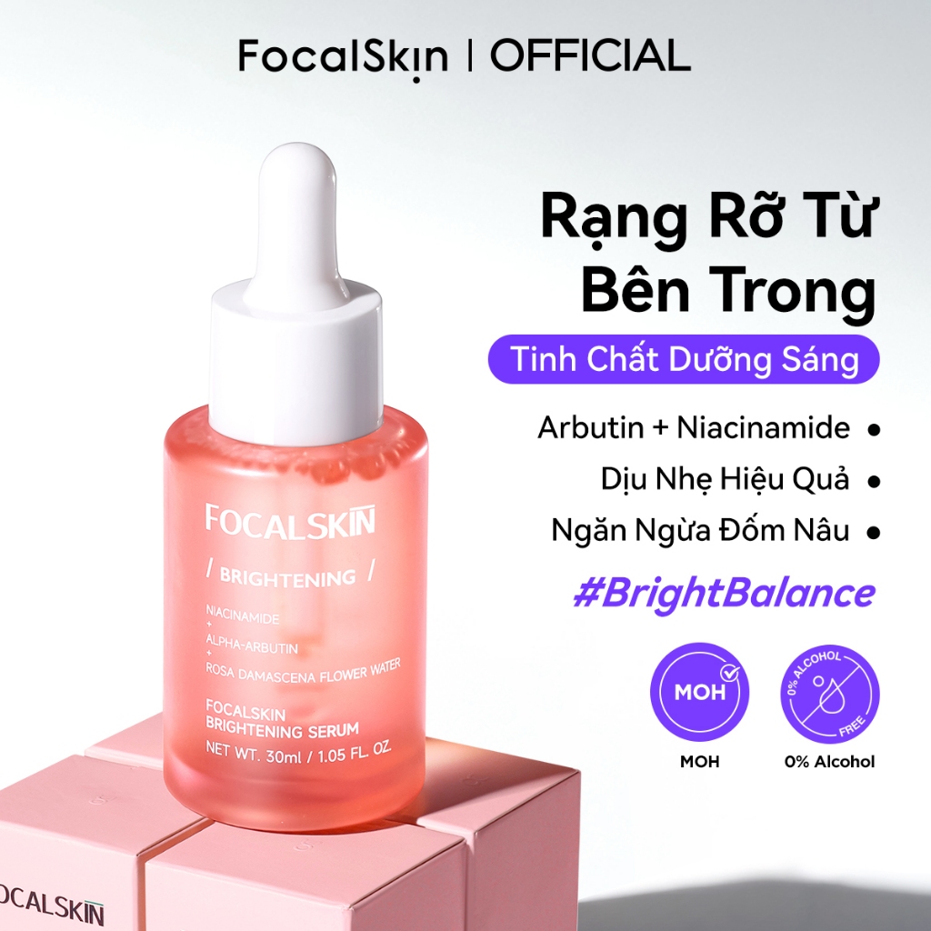 FOCALSKIN Serum Dưỡng Trắng Da Mờ Thâm Mụn Gấp Đôi Vitamin C + Niacinamide B3 +  Alpha Arbutin 30ml