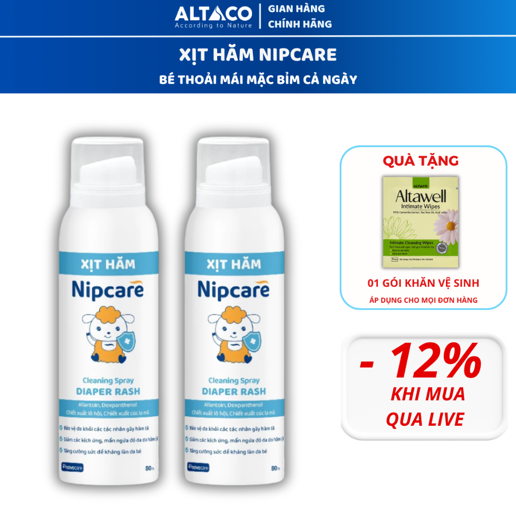 Xịt Hăm Nipcare Hỗ Trợ Phòng Ngừa và Giảm Mẩn Đỏ, Ngứa Rát Do Hăm Bỉm