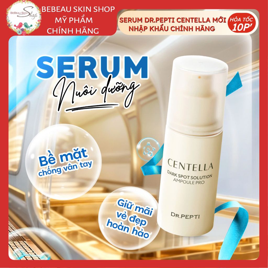 Tinh chất dưỡng trắng Dr Pepti Centella Dark Spot Solution Ampoule 30ml Nhập Khẩu Chính Hãng -Bebeau