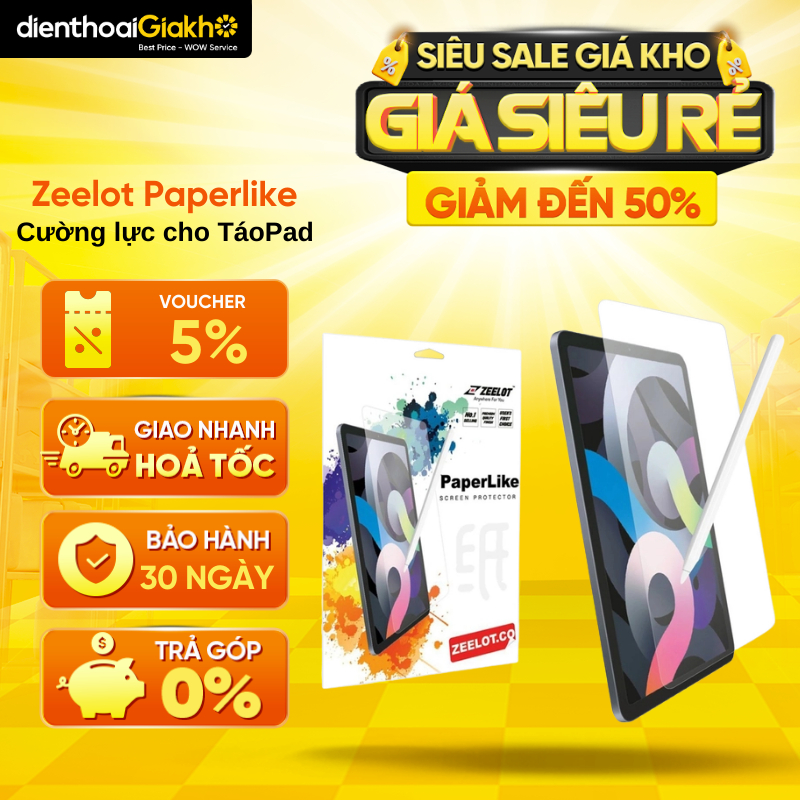 Miếng Dán Màn Hình Cường Lực Zeelot PaperLike Cho Máy Tính Bảng TáoPad Chống Bám Vân Tay, Chống Trầy