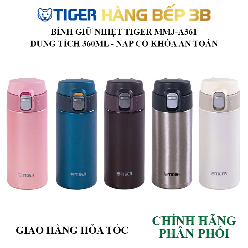 Bình giữ nhiệt Tiger 360ml MMJ-A361 inox không gỉ cao cấp - Sản xuất Việt Nam, chính hãng