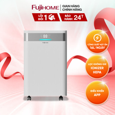 Máy hút ẩm Block 16L FUJIHOME DH16NW-HEPA, Có kết nối wifi và điều khiển từ xa kết hợp màng lọc HEPA