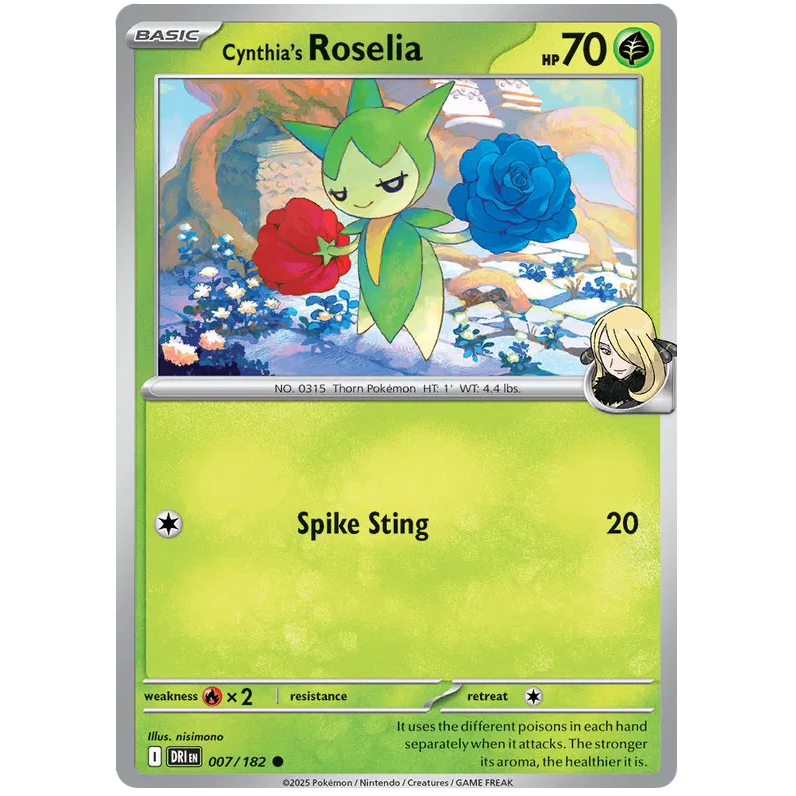 Pokemon TCG - Cynthia's Roselia - Common - 007/182 - DRI