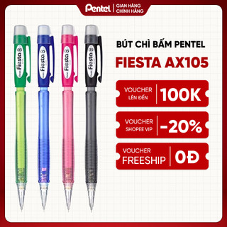  Bút Chì Kim Ngòi 0.5mm Pentel Fiesta AX105 Nét Êm Ít Gãy Thiết Kế Thân Trong Trang Bị Đầu Tẩy 
