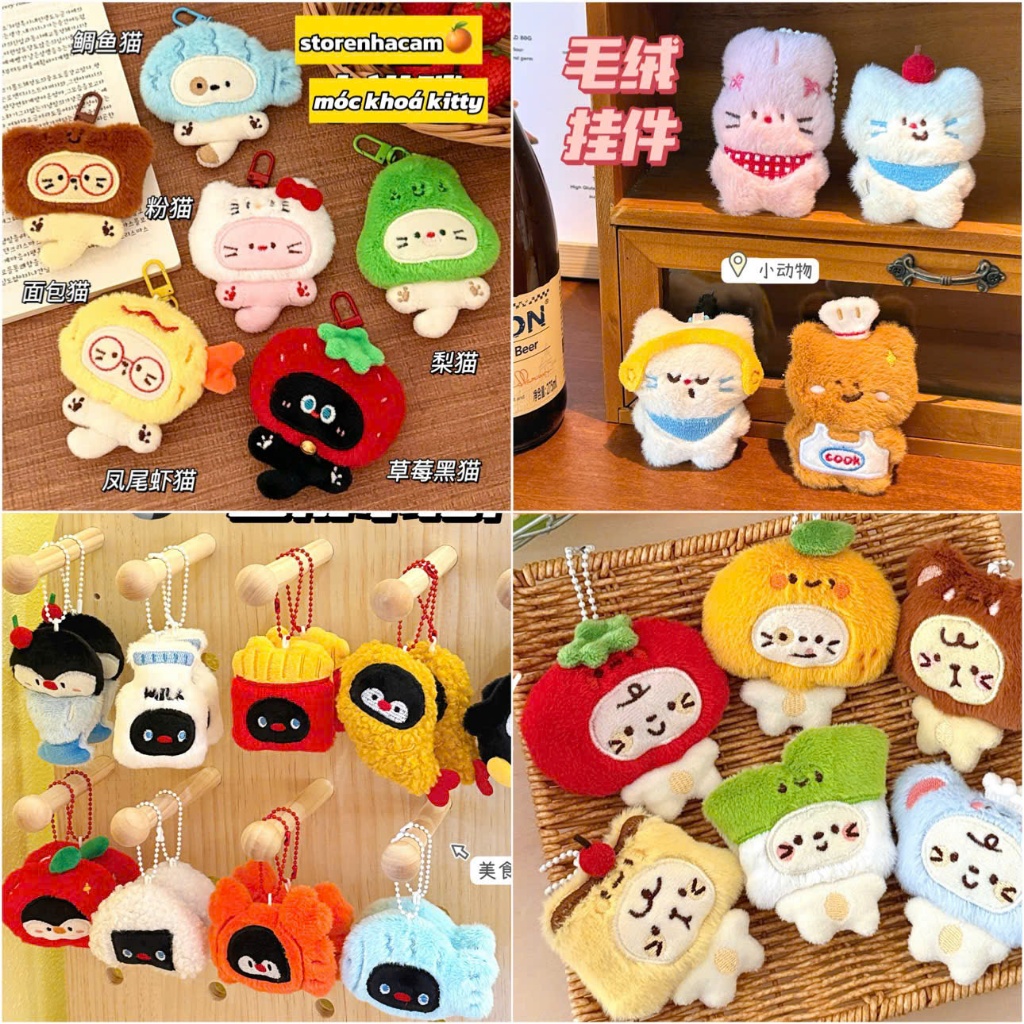 Móc Khóa Mèo Kitty Cosplay Hoa Quả Siêu  Dễ Thương Móc Khóa Xinh Cute Phụ Kiện Quà Tặng