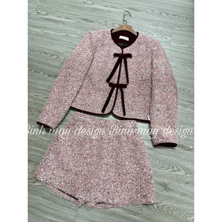 Dạ tweed đính kim sa