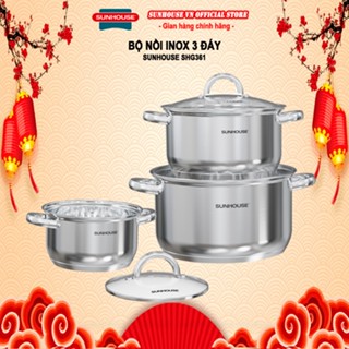  Bộ 3 nồi inox 3 đáy Sunhouse SHG361 