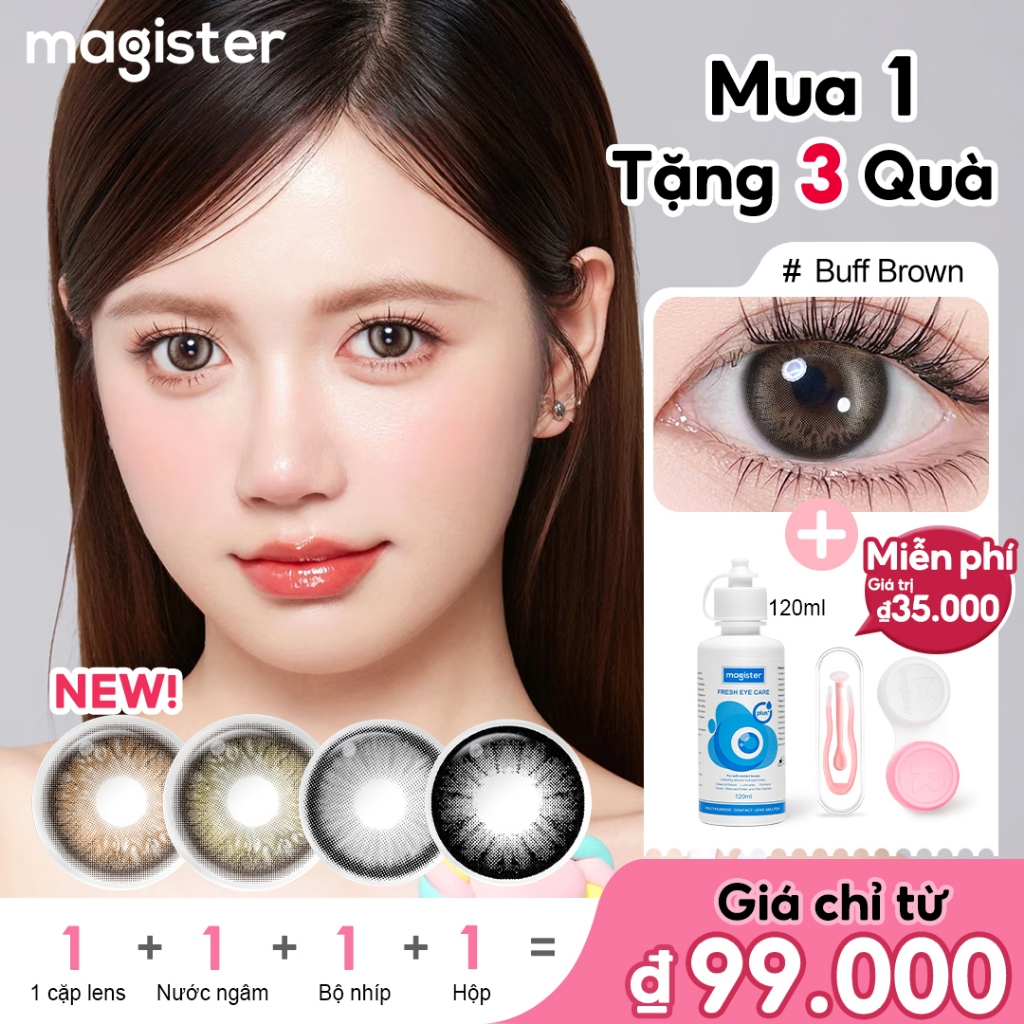 【Mua 1 tặng 3】Magister kính áp tròng màu 2 chiếc 14.2/14.5mm Lens có độ (0-6) Mua lens quà tặng miễn