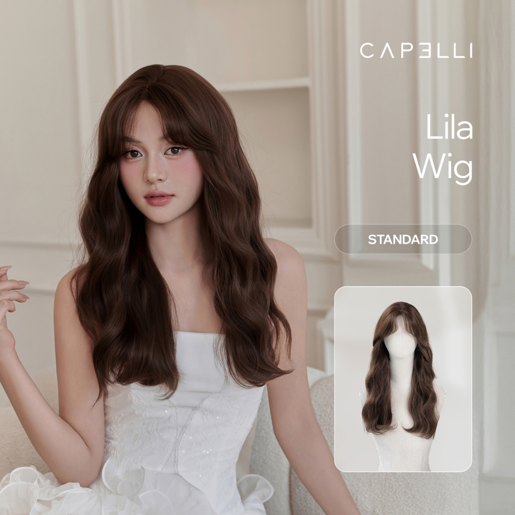 Tóc Giả Nguyên Đầu Dệt Kim CAPELLI Xoăn Lơi Mái Bay Lila Wig