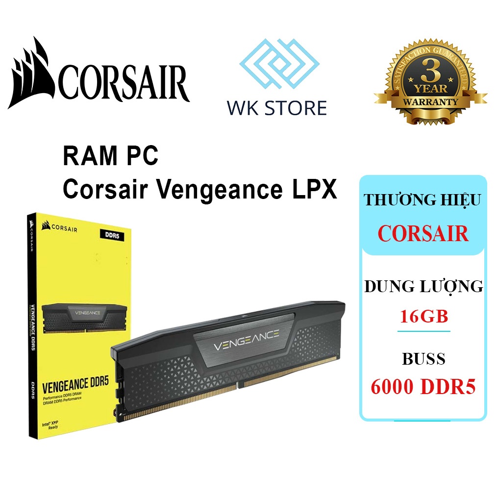 Ram PC Corsair Vengeance LPX 16GB 6000Mhz DDR5 Tản Nhiệt, NK Mới, BH 36T