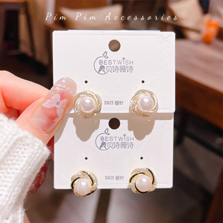 Bông Tai Ngọc Trai Giả S925 Cao Cấp – Khuyên Tai Nữ Đính Đá Sang Trọng, Phong Cách Hàn Quốc