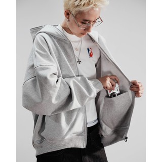 Áo Hoodie Nỉ Chân Cua Fullzip SLY Solid màu xám tiêu