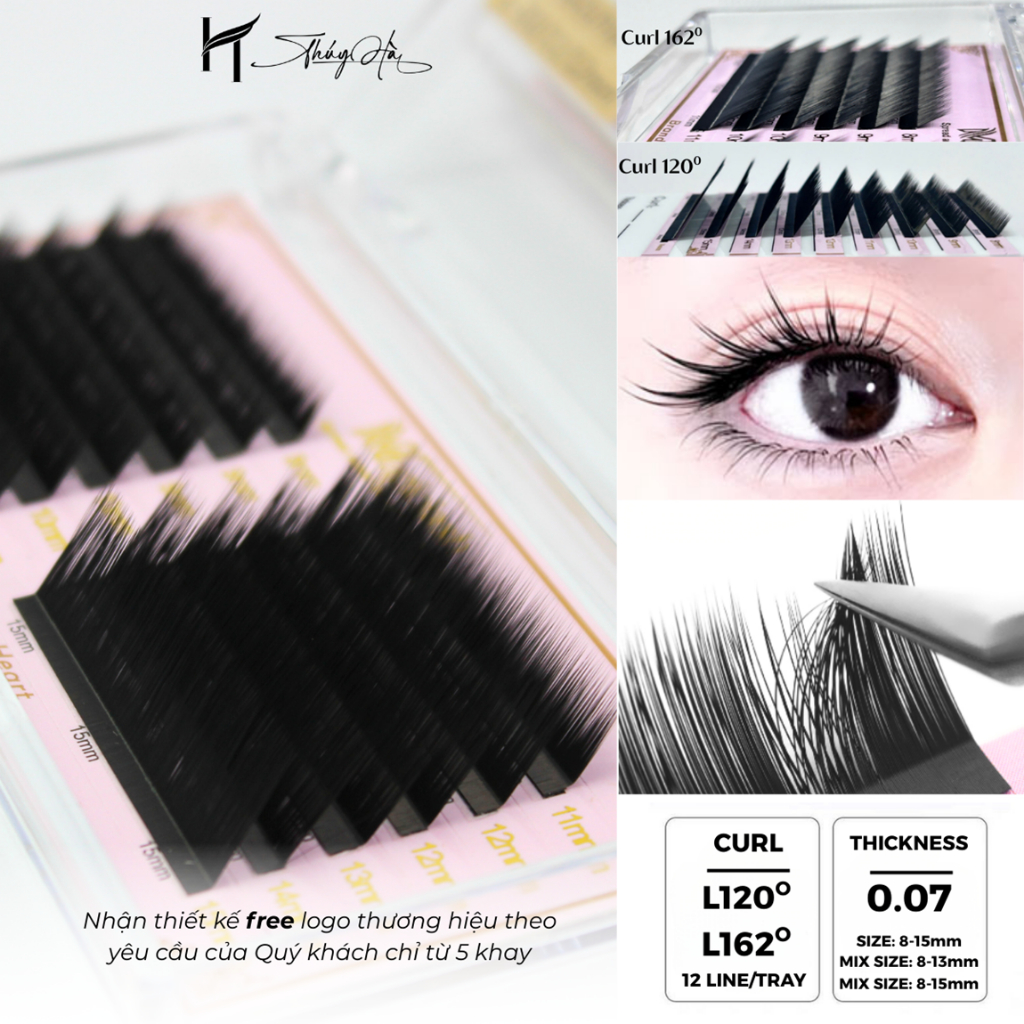 Mi Mái Hiên Douyin - Mi Trung Hoa Độ Cong L120°,  L162° Sole 3 độ dài Lông Mi Nhân Tạo Thúy Hà