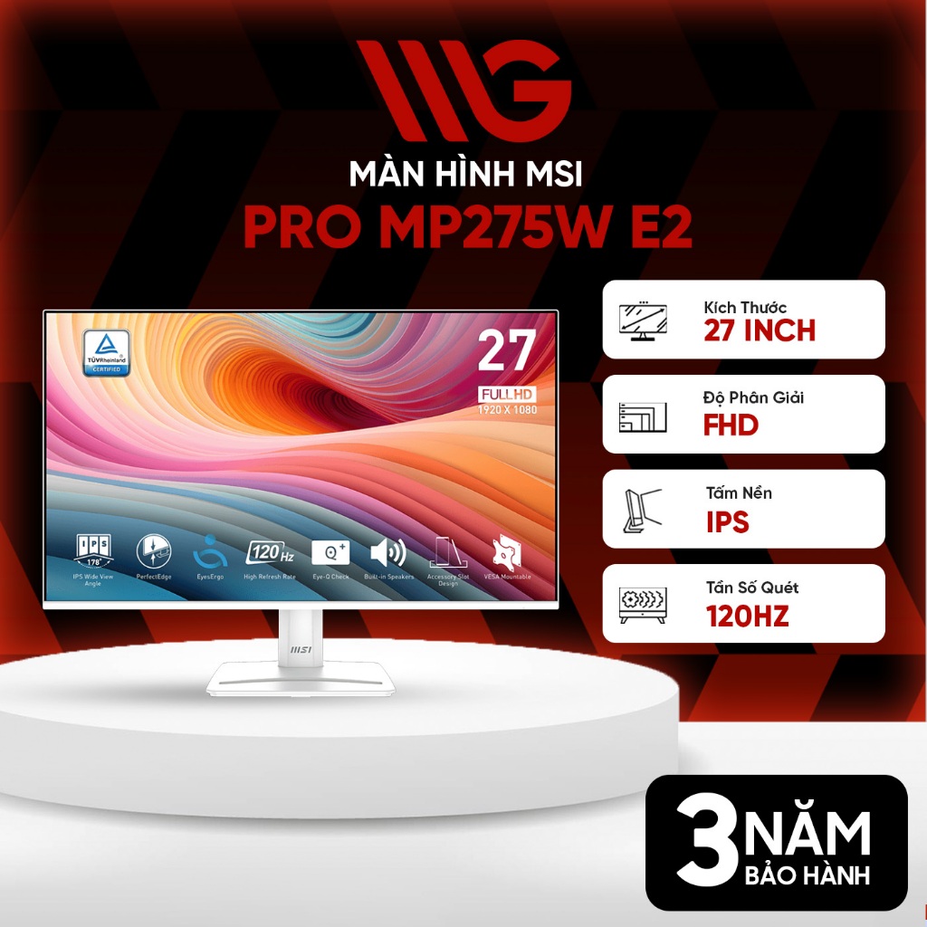 Màn hình Văn Phòng MSI PRO MP275W E2 27 inch Full HD 120Hz 1ms IPS - Bảo hành 36 tháng