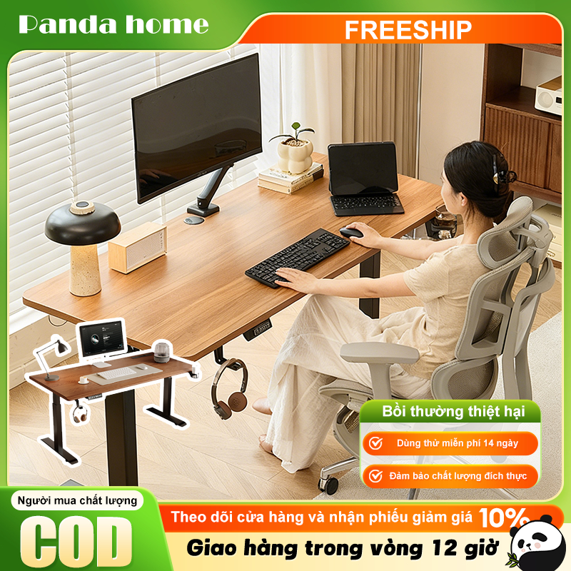 Bàn làm việc chỉnh chiều cao Đa Năng Cho Văn Phòng Học Tập Và Gaming 2 trong 1 Gỗ Nâng Hạ Điện