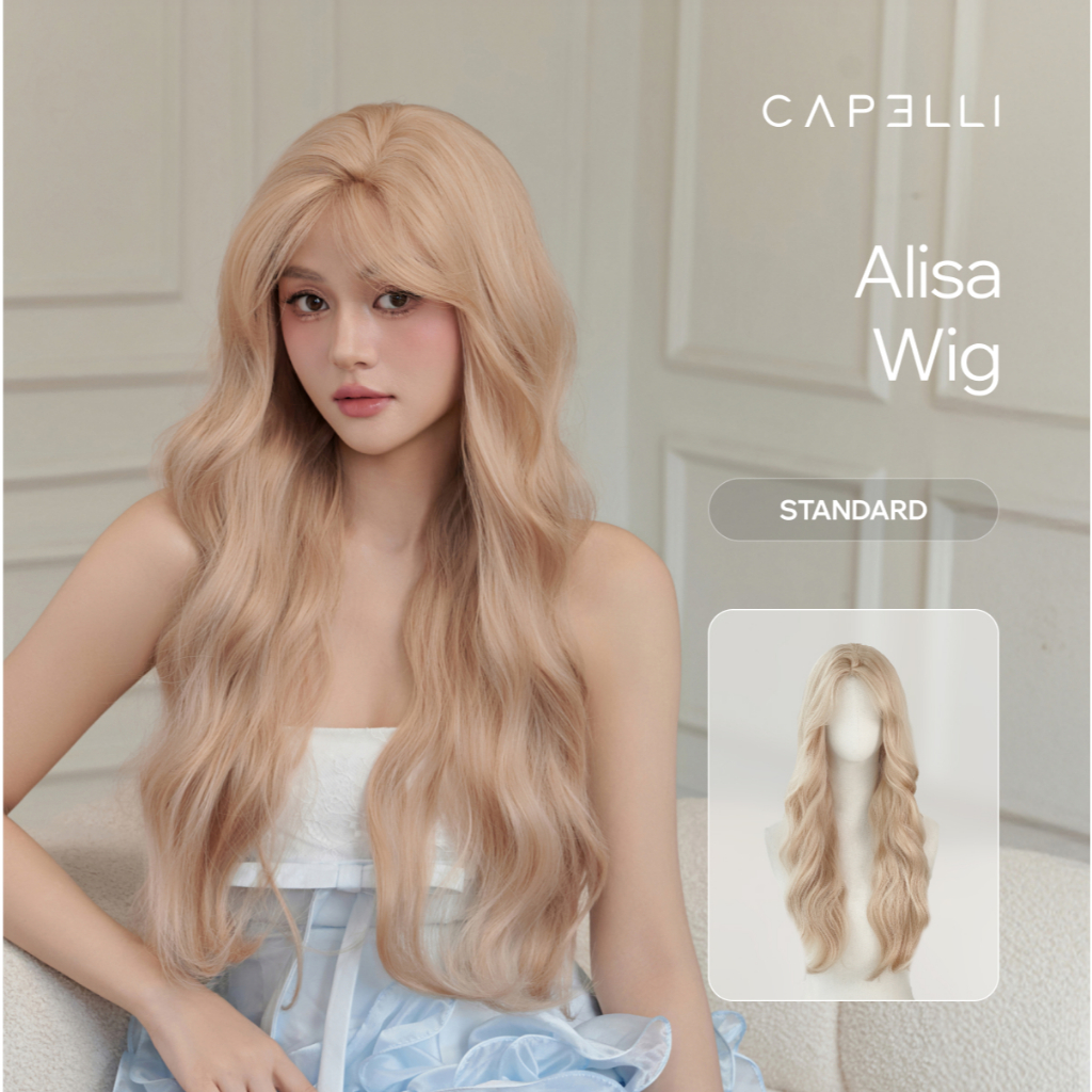 Tóc Giả Nguyên Đầu Dệt Kim CAPELLI Xoăn Sóng Mái Bay Ánh Kim Alisa Wig