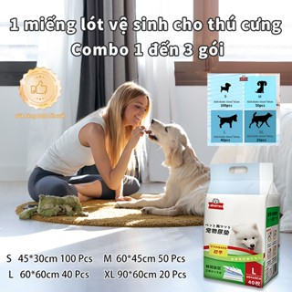 Tã Lót Thú Cưng Combo Thấm Hút Nhanh Khử Mùi Hiệu Quả Size S 33x45cm 100 Miếng & M 45x60cm 50 Miếng