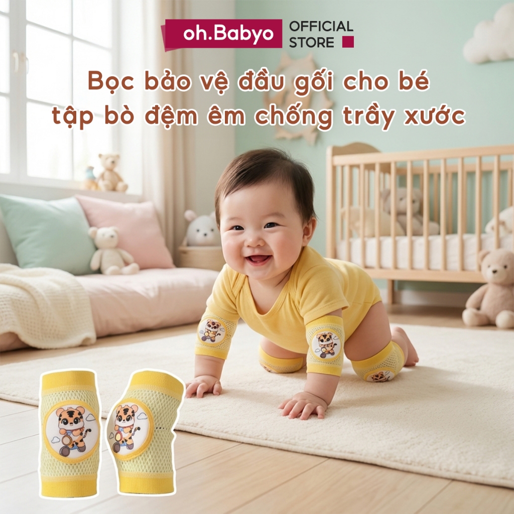 Bọc Bảo Vệ Đầu Gối Chống Trầy Xước ohBabyo Cho Bé Tập Bò Tập Đi Chống Trơn Trượt An Toàn Cho Trẻ Em