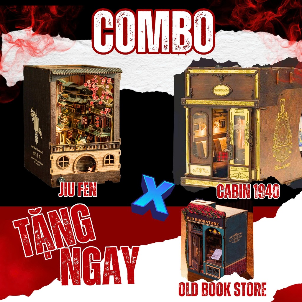 Combo 1 bộ Phố Cổ Jiufen + 1 bộ Cabin 1940s – Tặng 1 bộ Old Bookstore