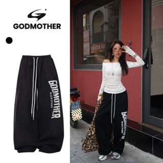  Quần Nỉ 2 Da Cạp Chun Form Rộng GODMOTHER Màu Đen Có Dây Rút Phong Cách Trẻ Trung Năng Động Unisex 