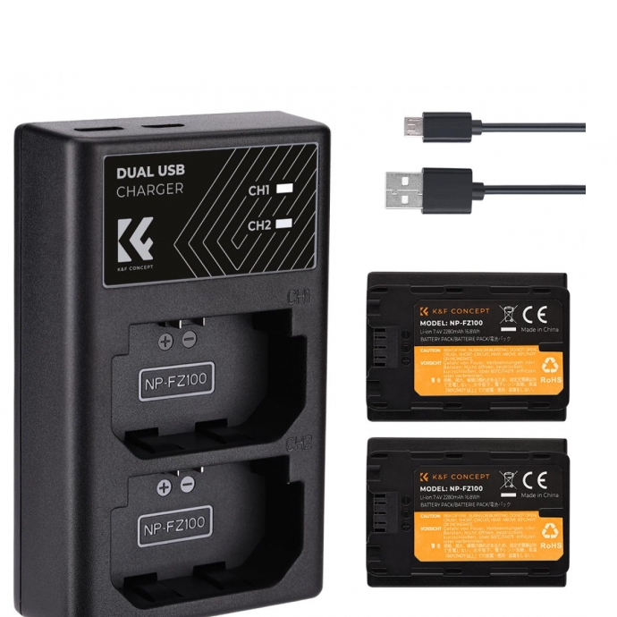 PIN SẠC K&F CONCEPT THAY THẾ CHO PIN MÁY ẢNH( NP-FZ100, NP-FW50, LP-E6, LP-E17, NP-W235, EN-EL14, EN