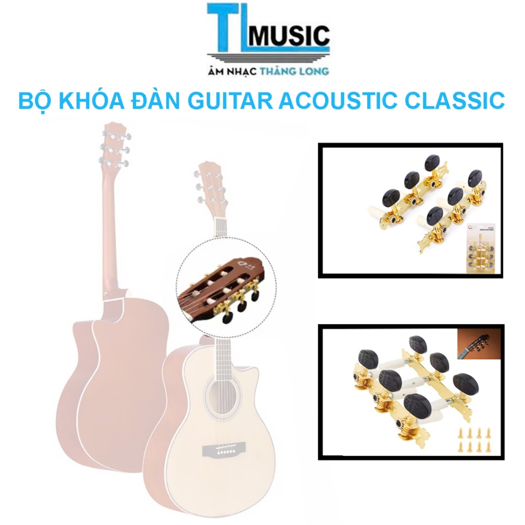 Bộ Khóa Liền Cho Đàn Guitar Acoustic Classic 2 Cái – Tuning Pegs Kim Loại - Khóa Lên Dây Guitar liền
