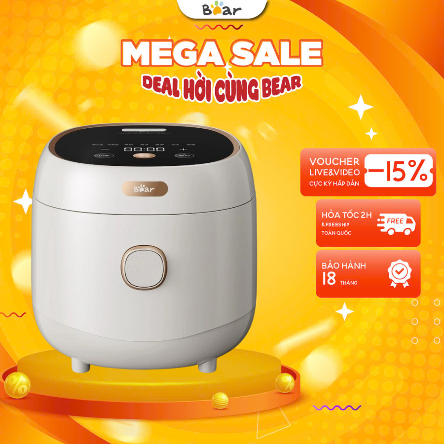 Nồi cơm điện 4L Kèm Lồng Hấp Bear RC-4H40E (DFB-C40K6), Lòng nồi 5 lớp giữ ấm, Hẹn giờ, BH 18 Tháng