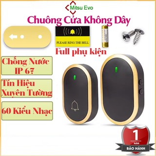Chuông Cửa Không Dây MitsuEvo Tín Hiệu Truyền Xuyên Tường Cực Xa Chống Nước (TẶNG THÊM 1 PIN 12V)