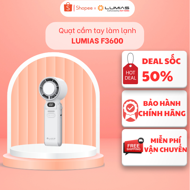 Quạt cầm tay làm lạnh Lumias F3600 - 100 cấp độ gió - Thời gian hoạt động 2.5 - 9 giờ