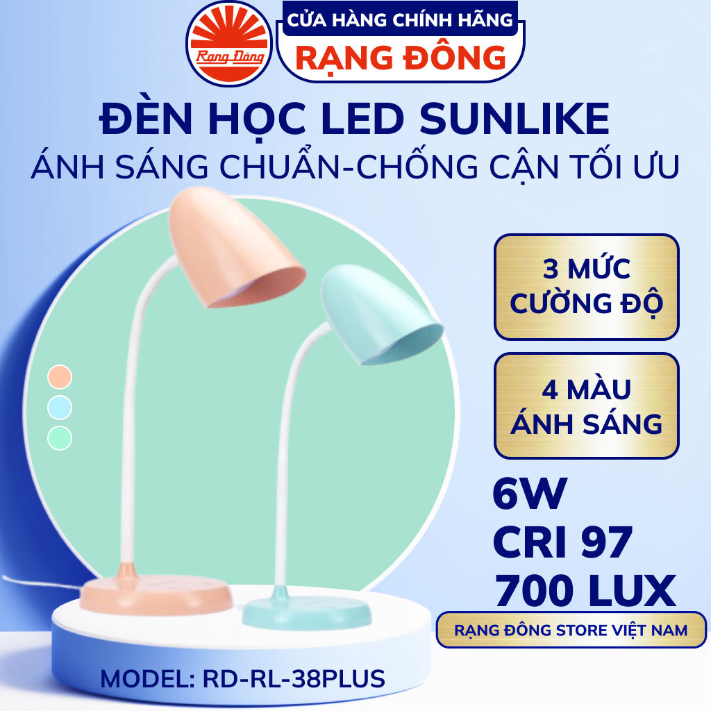 Đèn học chống cận, bảo vệ thị lực Rạng Đông MODEL RD-RL-38.PLUS
